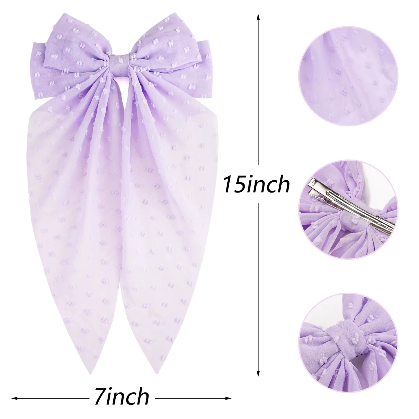 Elegant Large Bow Ribbon Hair Clip for Women Fashion Simple Solid Satin Spring Clip Ponytail Bow Hairpin Girls Hair Accessories