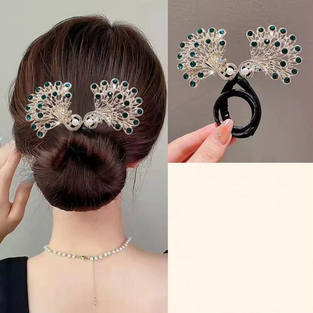 Peacock Shape Hair Clip Bun Maker Women Peacock Hairstyle Twist Hairs Curler Bun Maker Easy Fast Snap Roll Hair Tool Long Hairs