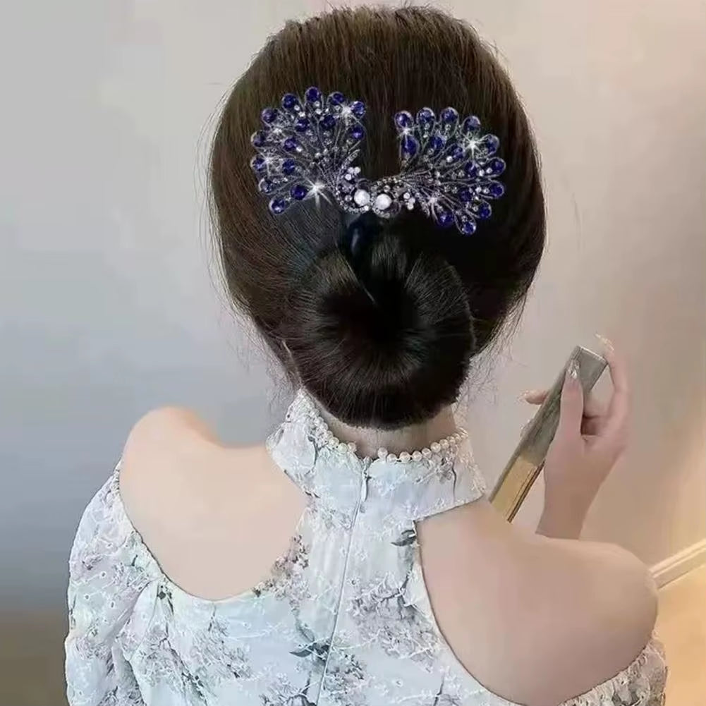 Peacock Shape Hair Clip Bun Maker Women Peacock Hairstyle Twist Hairs Curler Bun Maker Easy Fast Snap Roll Hair Tool Long Hairs